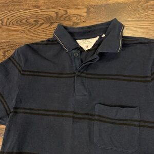 Rag & Bone Mens Navy Striped Polo‎ Shirt Size Small